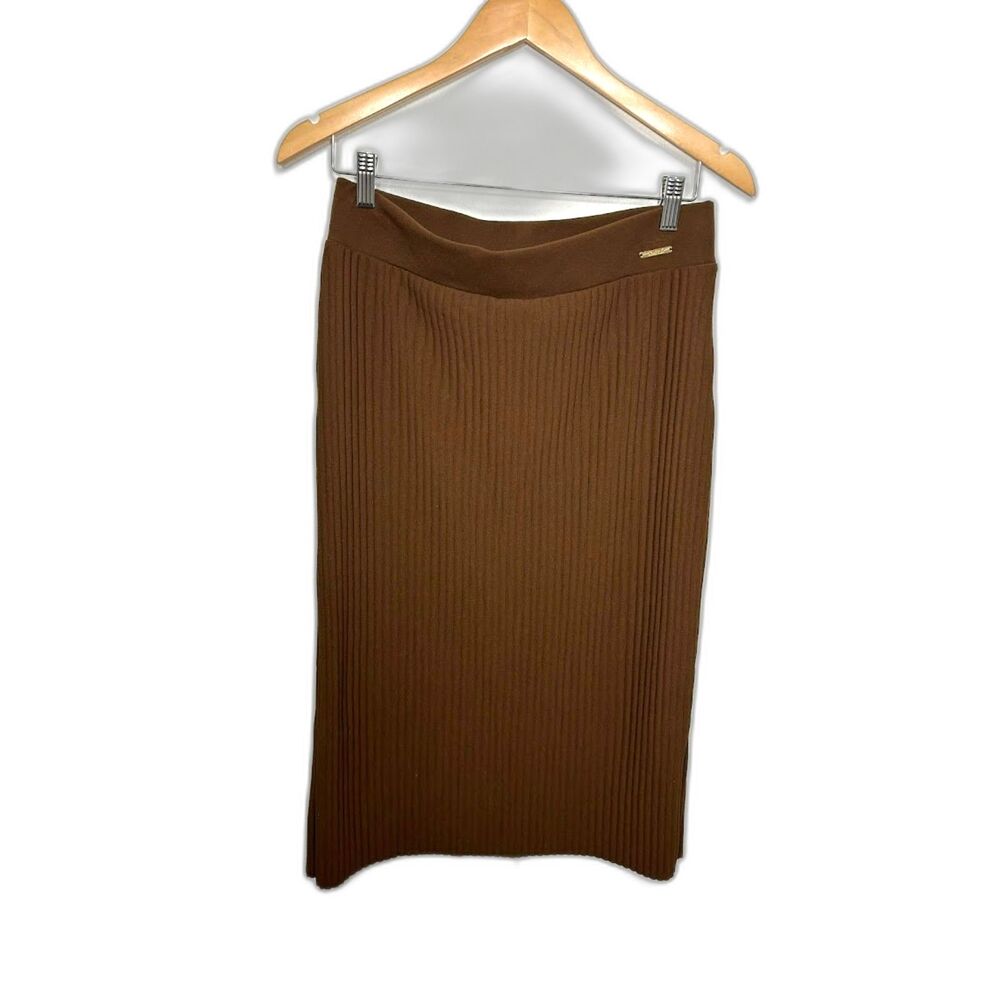 Marc New York Skirt women's size Medium Brown Ribbed NWT midi office workwear